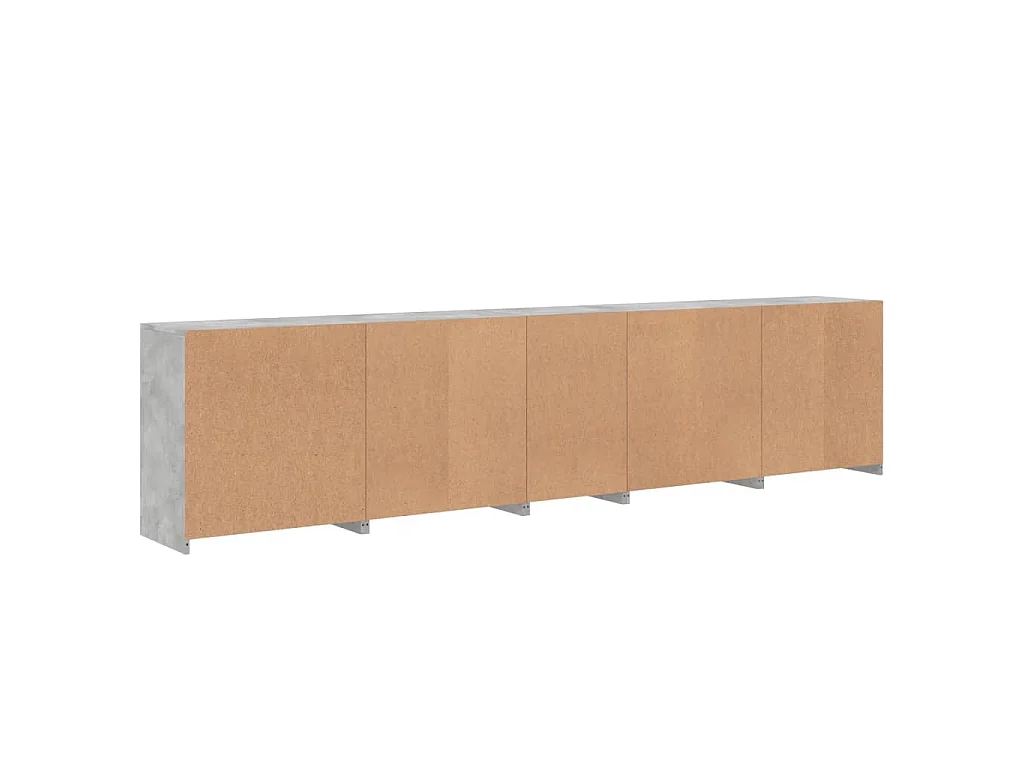 Buffet avec lumières LED gris béton 283x37x67 cm