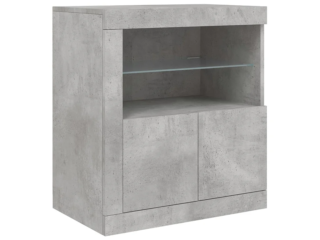 Buffet avec lumières LED gris béton 283x37x67 cm