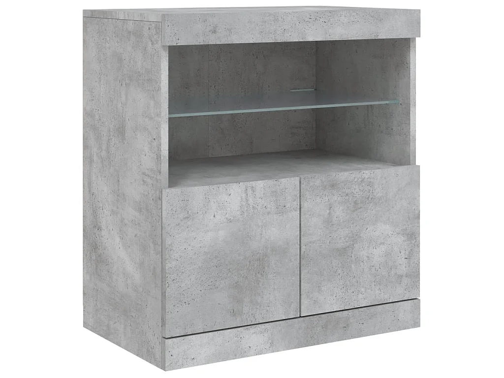 Buffet avec lumières LED gris béton 283x37x67 cm