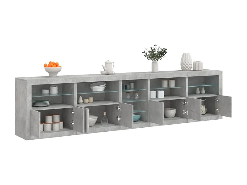 Sideboard mit LED-Leuchten Betongrau 283x37x67 cm