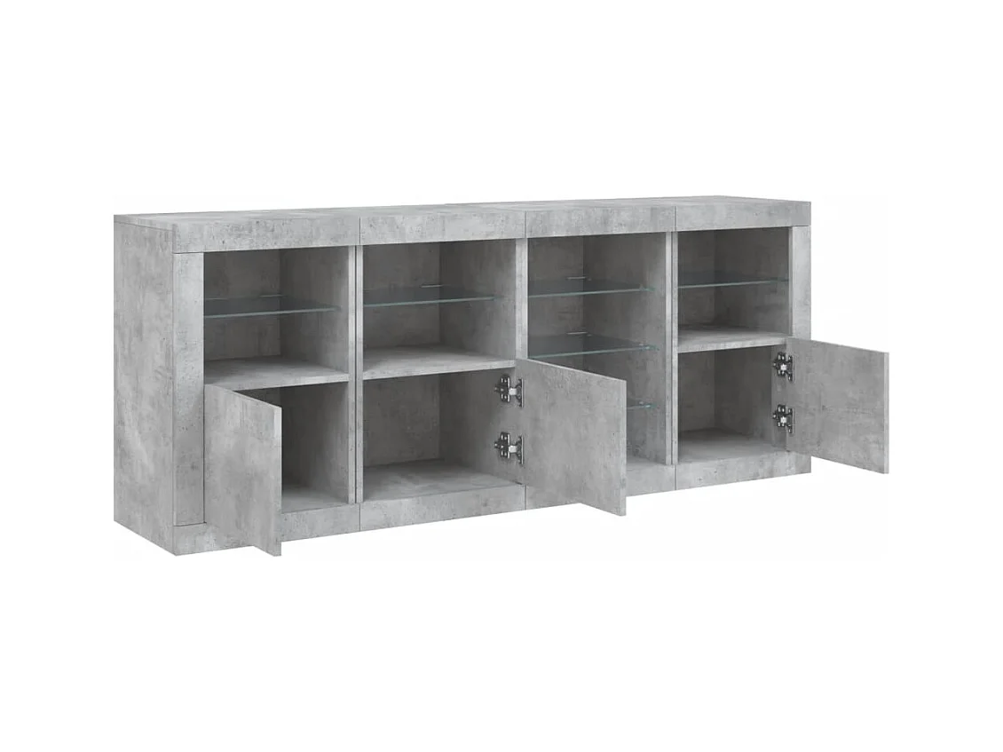 Aparador com luzes LED 164x37x67 cm cinzento cimento