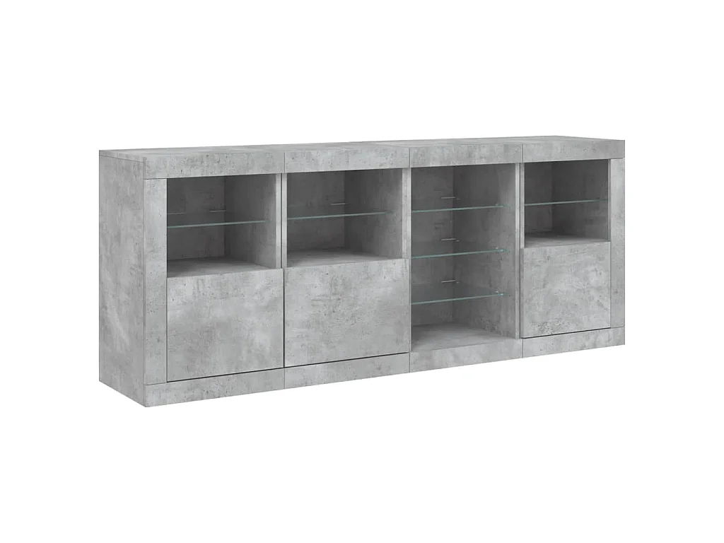 Buffet avec lumières LED gris béton 164x37x67 cm