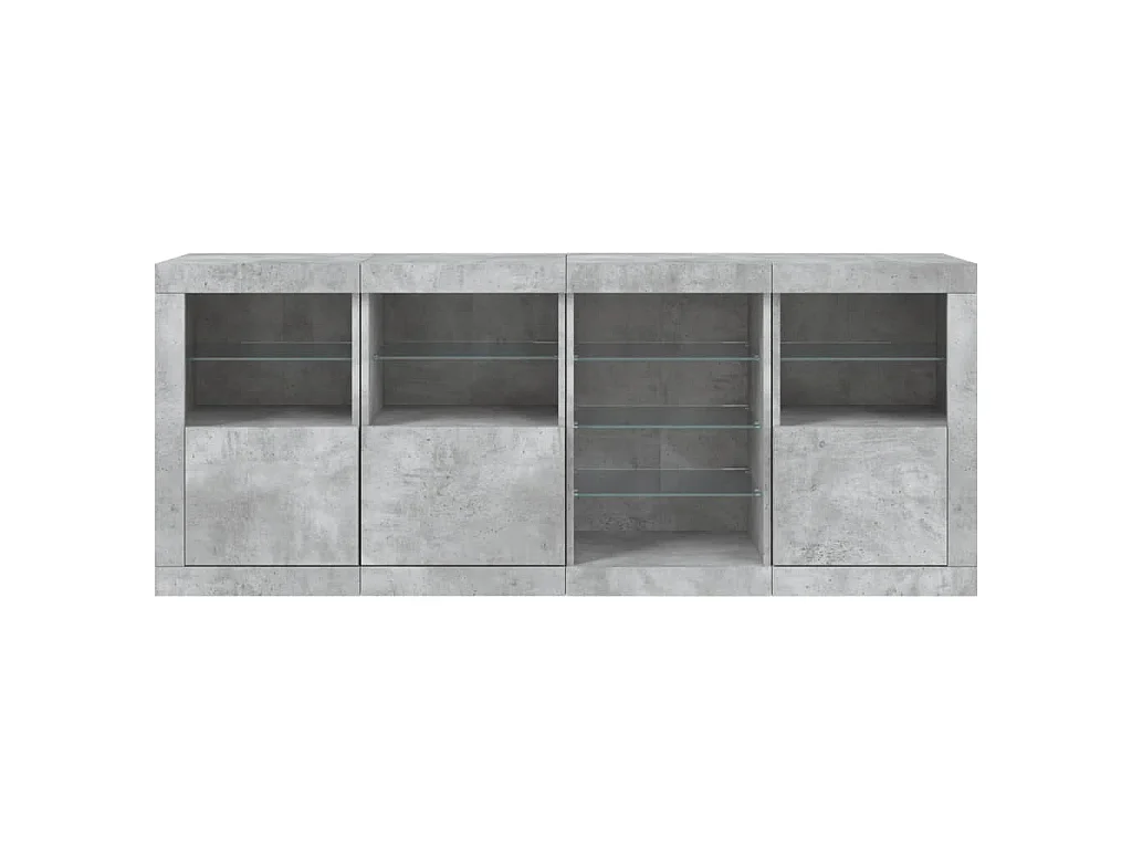 Buffet avec lumières LED gris béton 164x37x67 cm