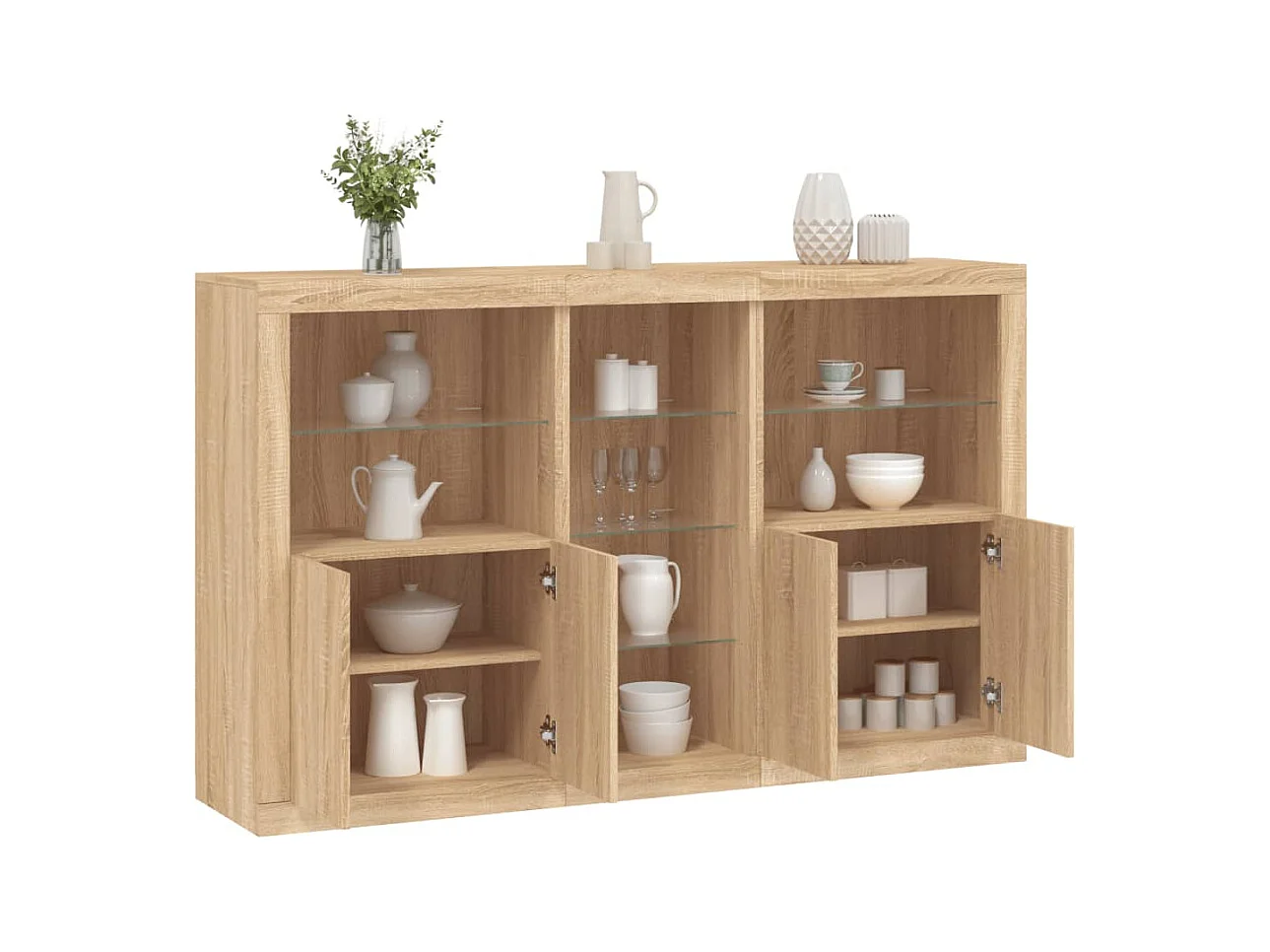 Buffet avec lumières LED chêne sonoma 162x37x100 cm
