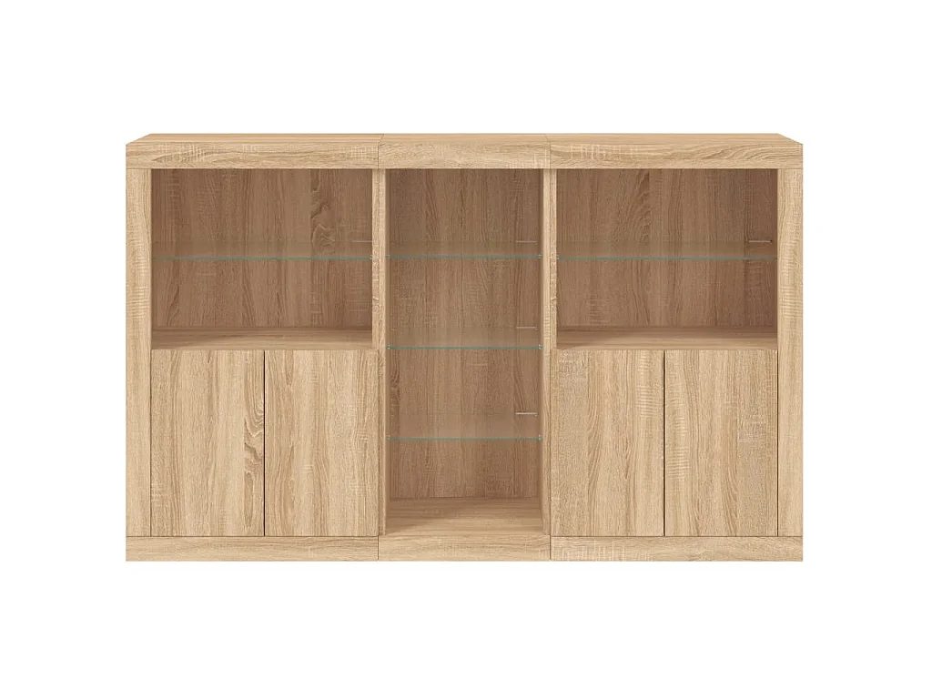 Buffet avec lumières LED chêne sonoma 162x37x100 cm