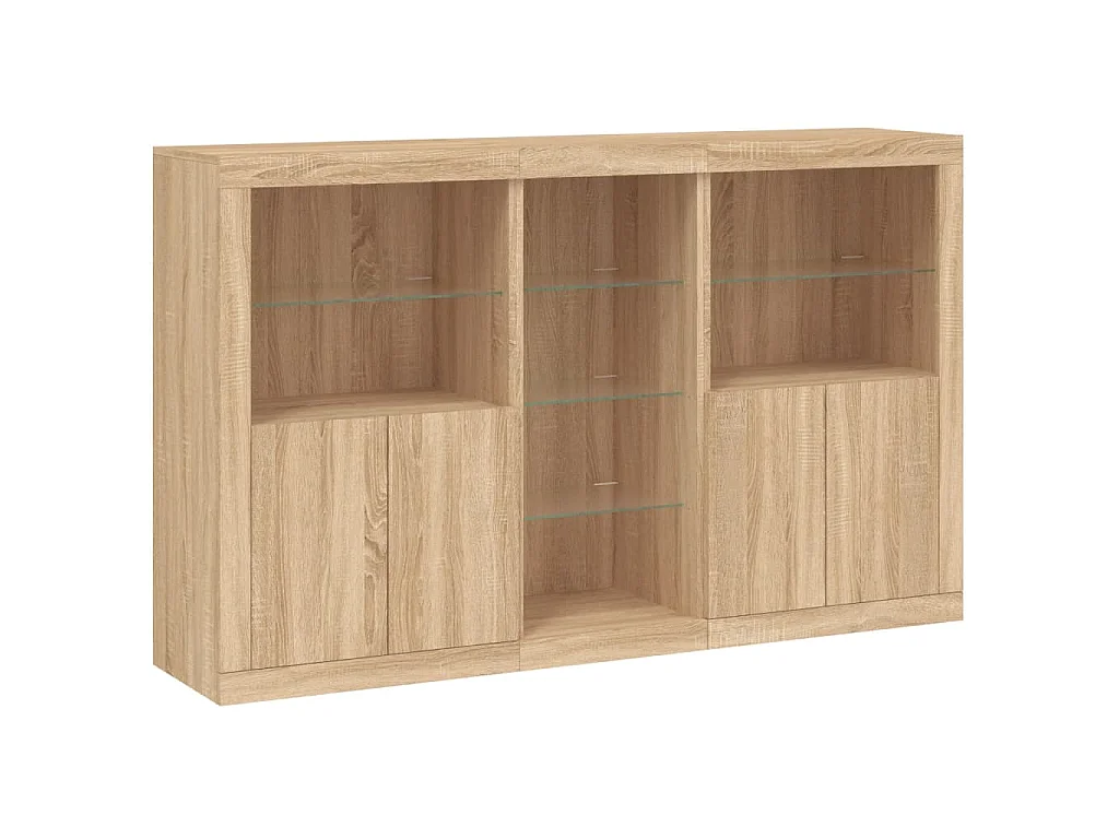 Buffet avec lumières LED chêne sonoma 162x37x100 cm