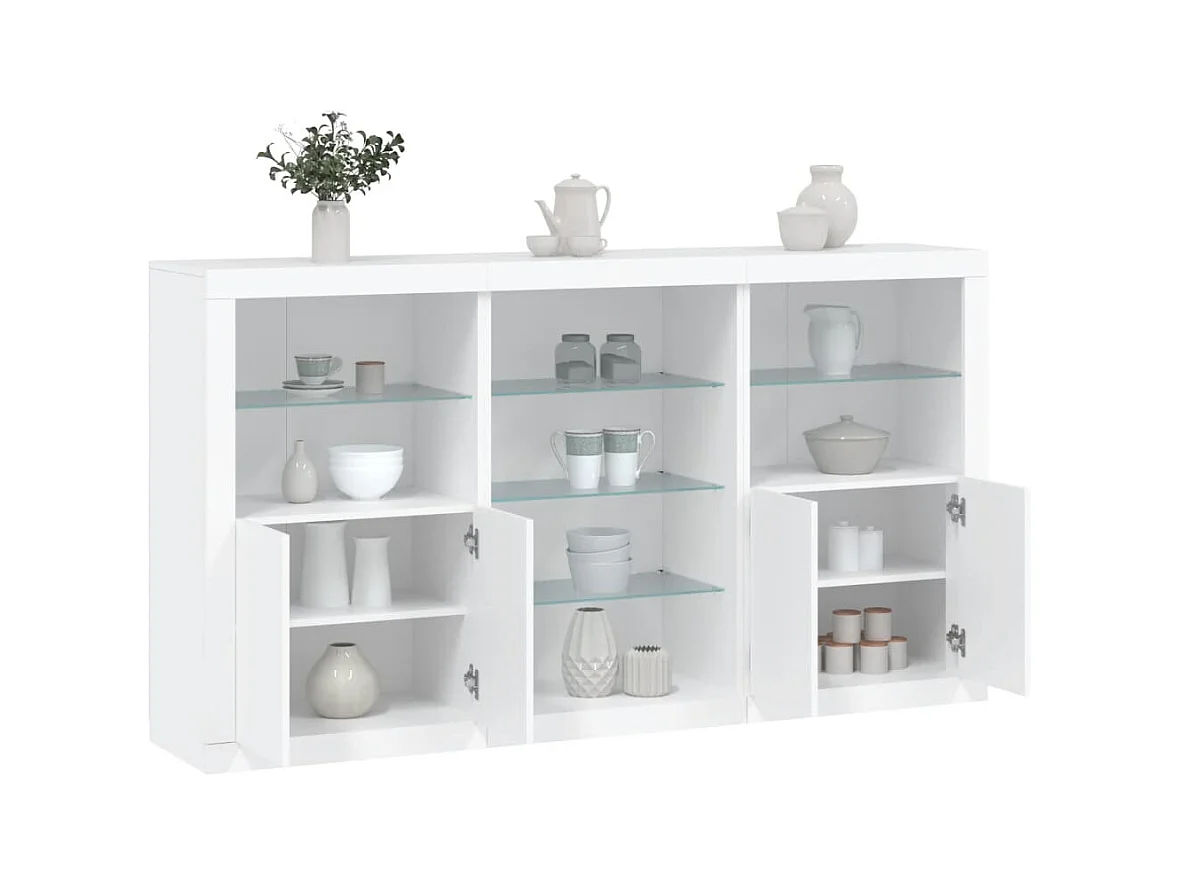 Buffet avec lumières LED blanc 181,5x37x100 cm