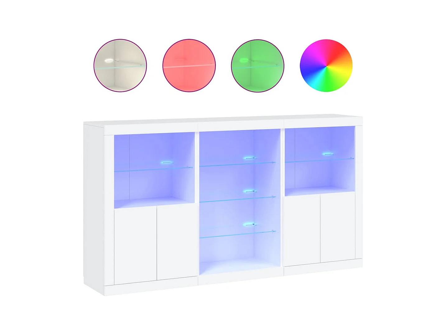 Buffet avec lumières LED blanc 181,5x37x100 cm