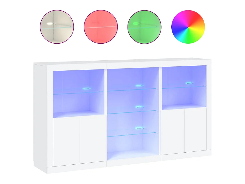 Aparador com luzes LED 181,5x37x100 cm branco