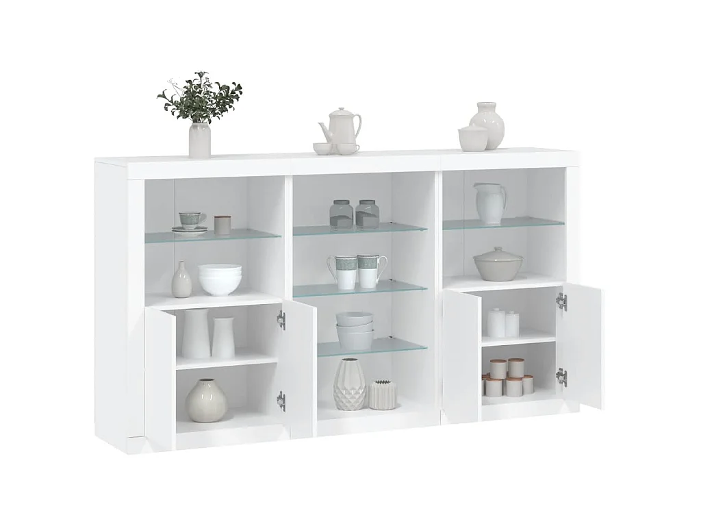 Aparador com luzes LED 181,5x37x100 cm branco