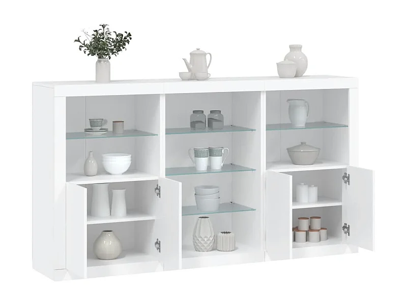 Dressoir met LED-verlichting 181,5x37x100 cm wit