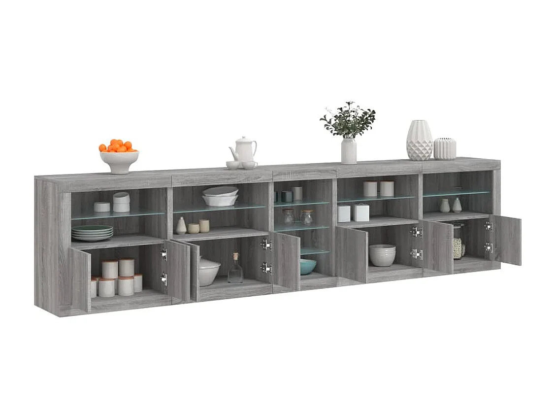 Buffet avec lumières LED sonoma gris 283x37x67 cm