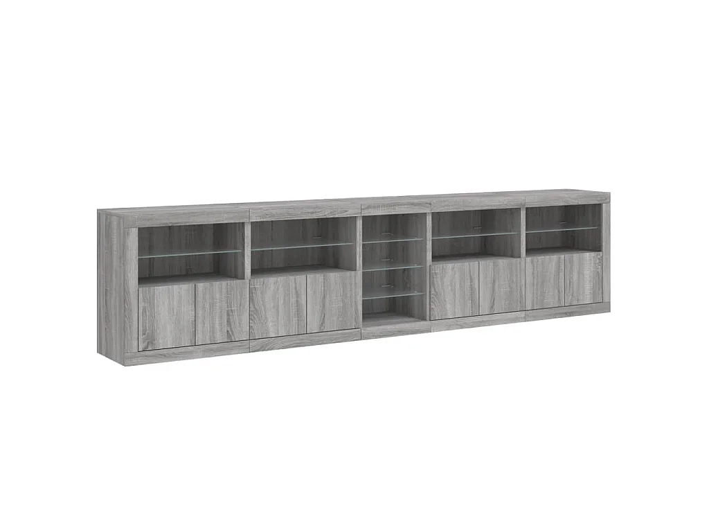 Buffet avec lumières LED sonoma gris 283x37x67 cm