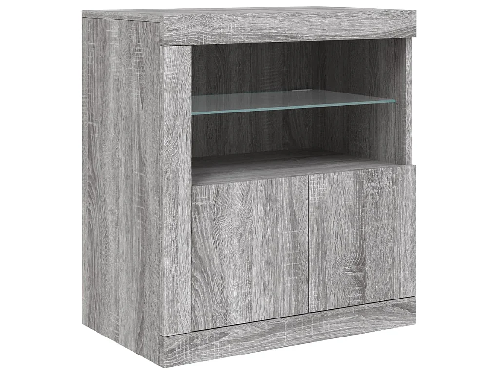 Buffet avec lumières LED sonoma gris 283x37x67 cm