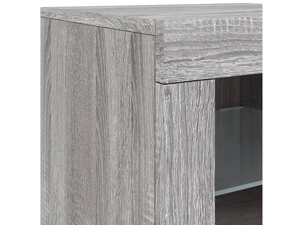 Buffet avec lumières LED sonoma gris 283x37x67 cm