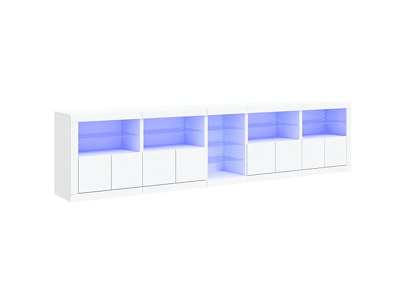 Sideboard mit LED-Leuchten Weiß 283x37x67 cm