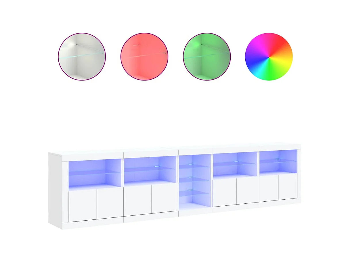 Aparador com luzes LED 283x37x67 cm branco