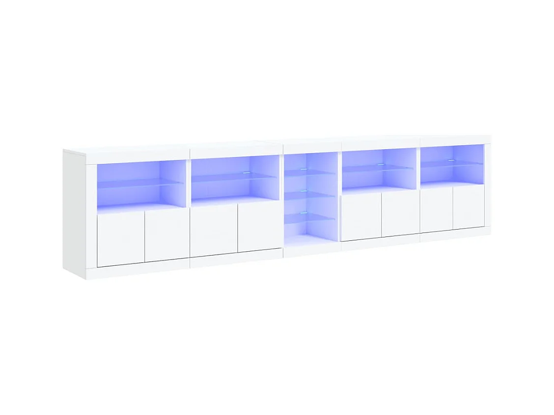 Buffet avec lumières LED blanc 283x37x67 cm