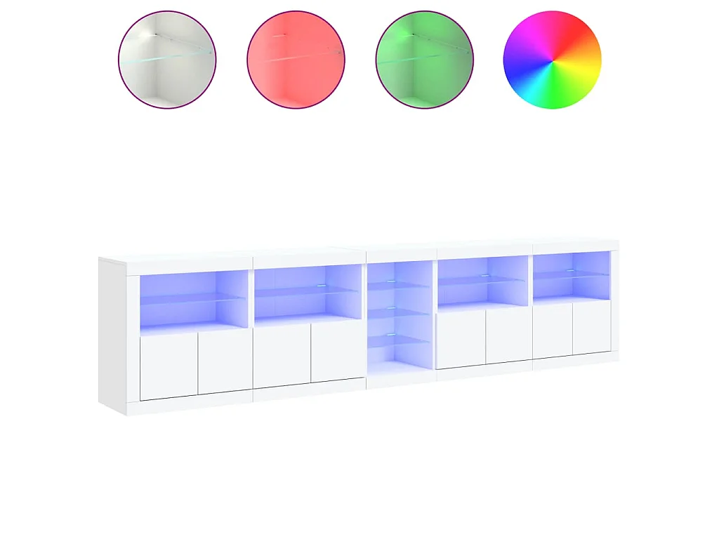 Aparador com luzes LED 283x37x67 cm branco