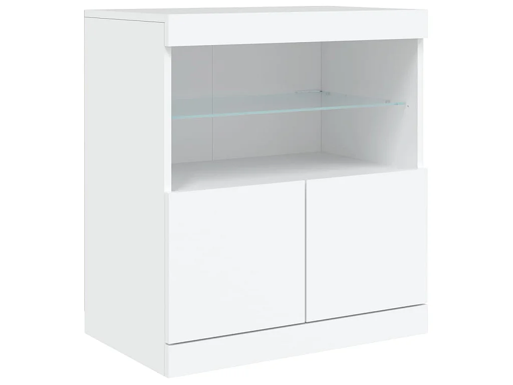 Buffet avec lumières LED blanc 283x37x67 cm