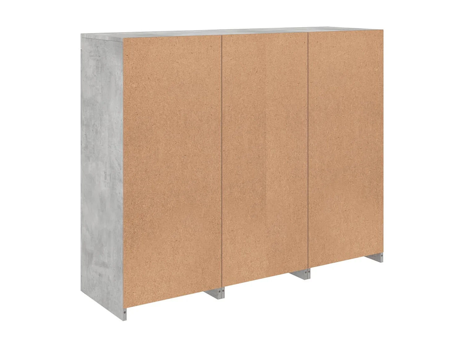 Buffets avec lumières LED 3 pcs gris béton bois d'ingénierie