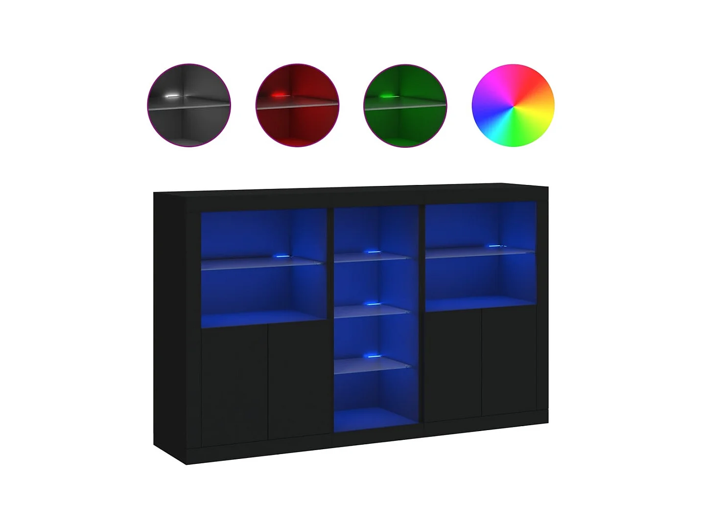 Dressoir met LED-verlichting 162x37x100 cm zwart