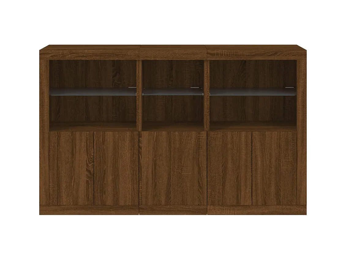 Buffet avec lumières LED chêne marron 162x37x100 cm