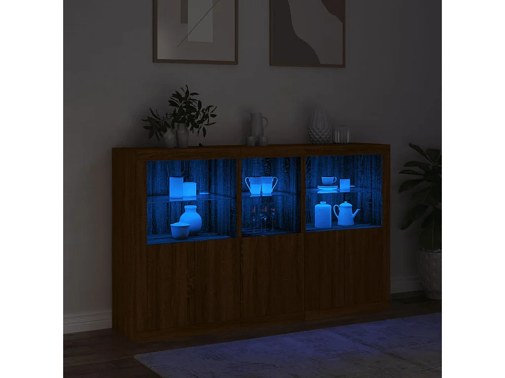 Credenza con Luci LED Rovere Marrone 162x37x100 cm