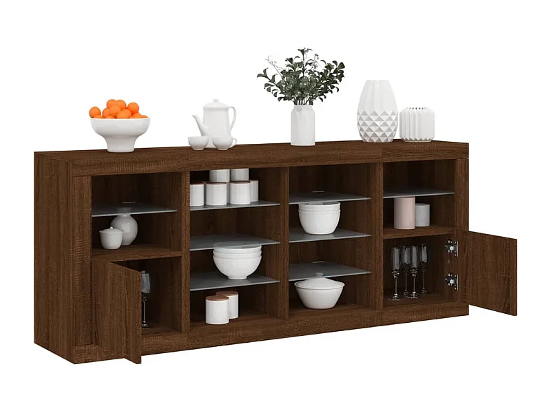 Aparador com luzes LED 163x37x67 cm carvalho castanho