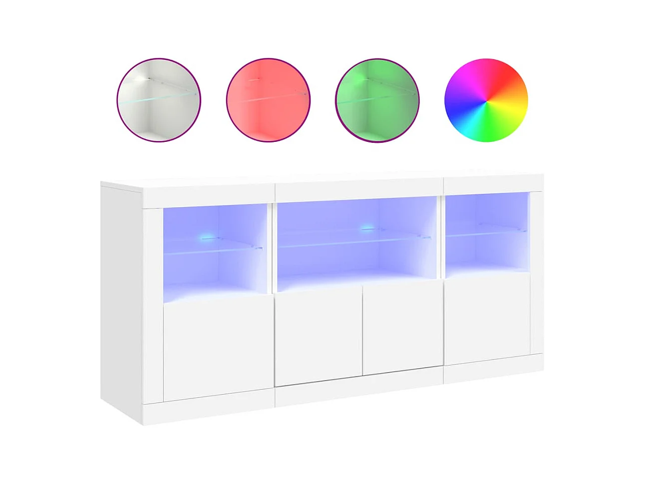 Sideboard mit LED-Leuchten Weiß 142,5x37x67 cm