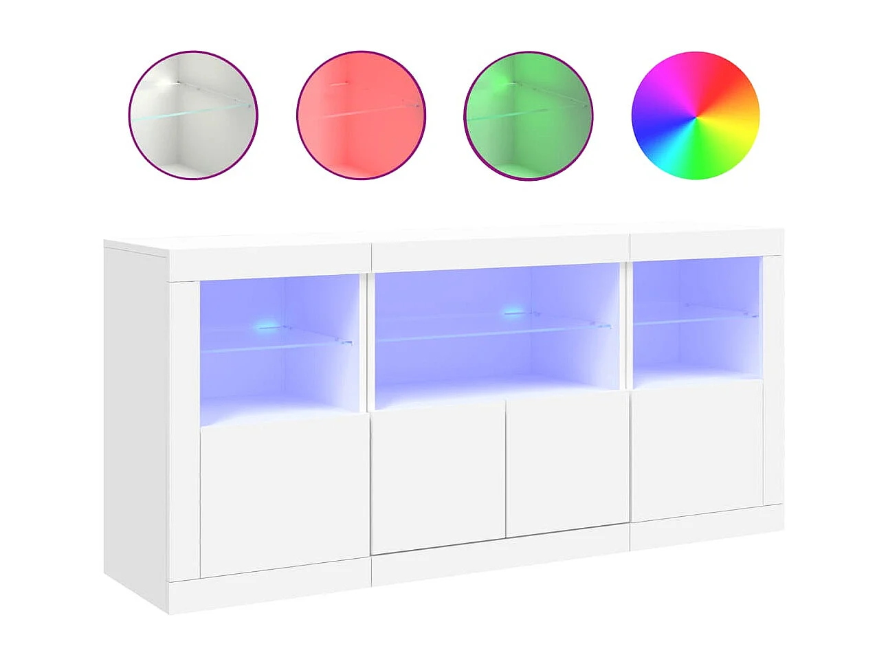 Buffet avec lumières LED blanc 142,5x37x67 cm