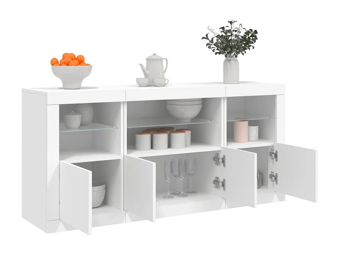 Buffet avec lumières LED blanc 142,5x37x67 cm