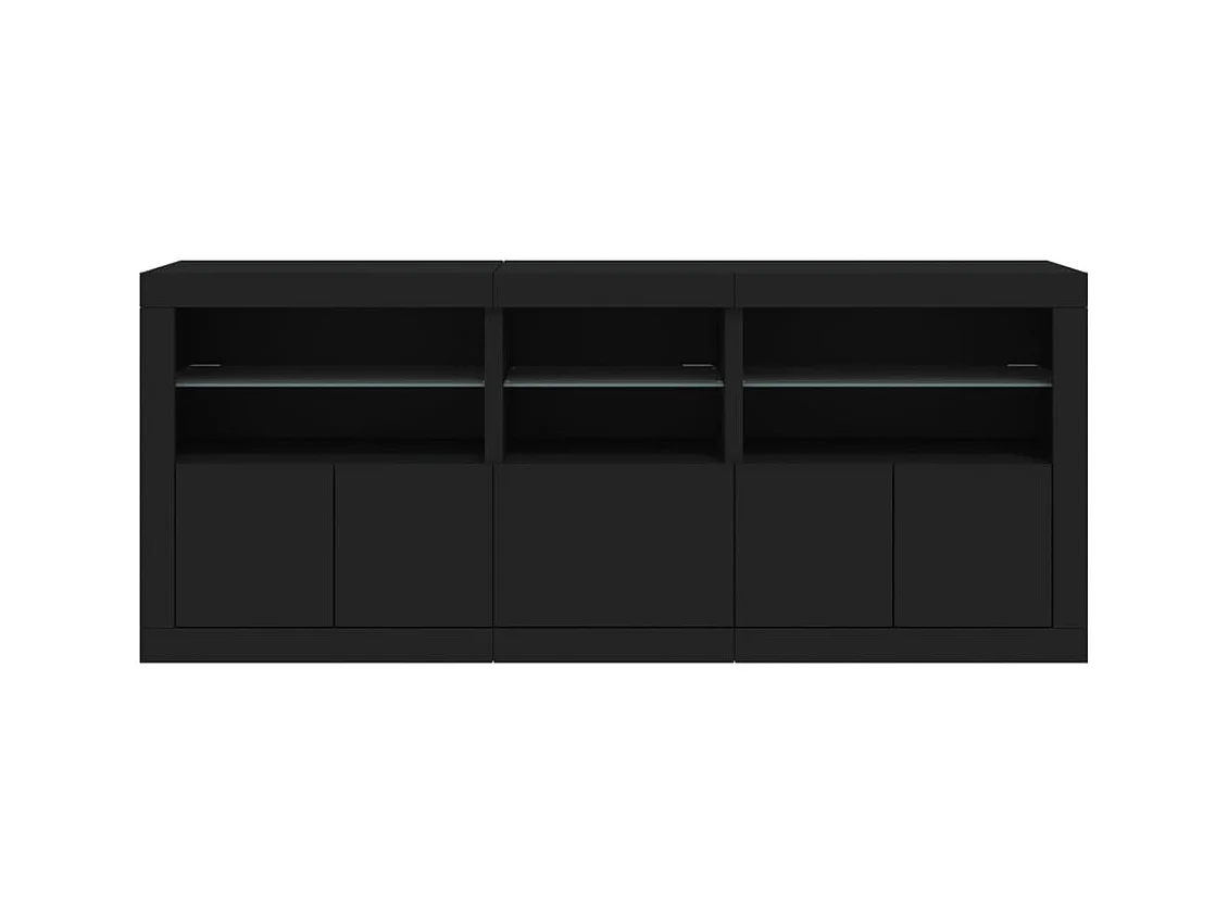 Aparador com luzes LED 162x37x67 cm preto