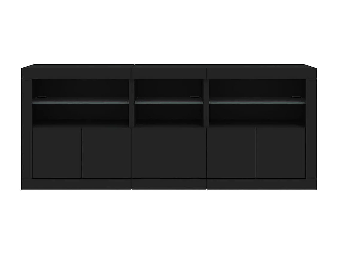 Aparador com luzes LED 162x37x67 cm preto