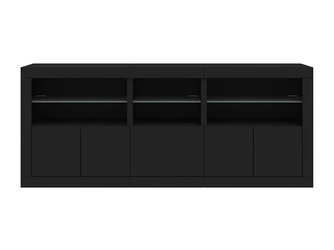 Aparador com luzes LED 162x37x67 cm preto