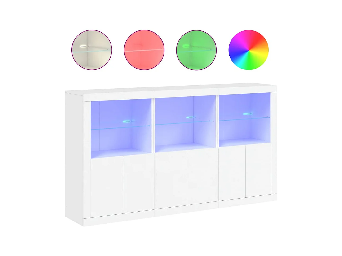 Sideboard mit LED-Leuchten Weiß 181,5x37x100 cm