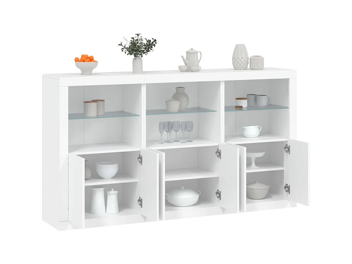 Buffet avec lumières LED blanc 181,5x37x100 cm