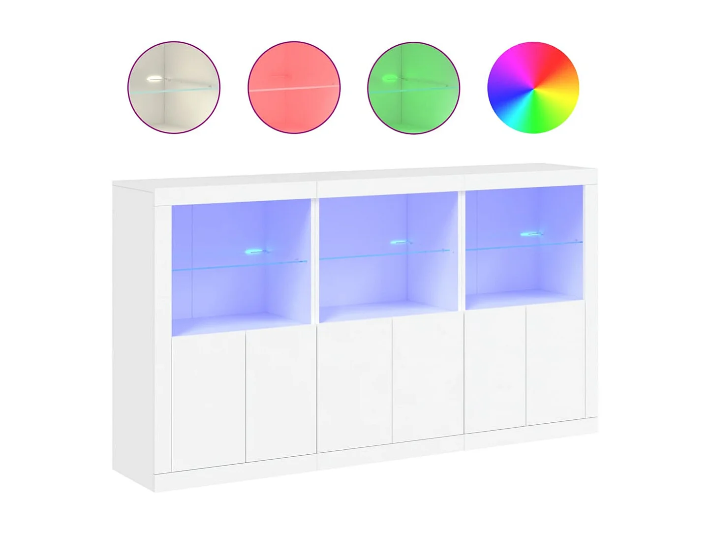 Buffet avec lumières LED blanc 181,5x37x100 cm