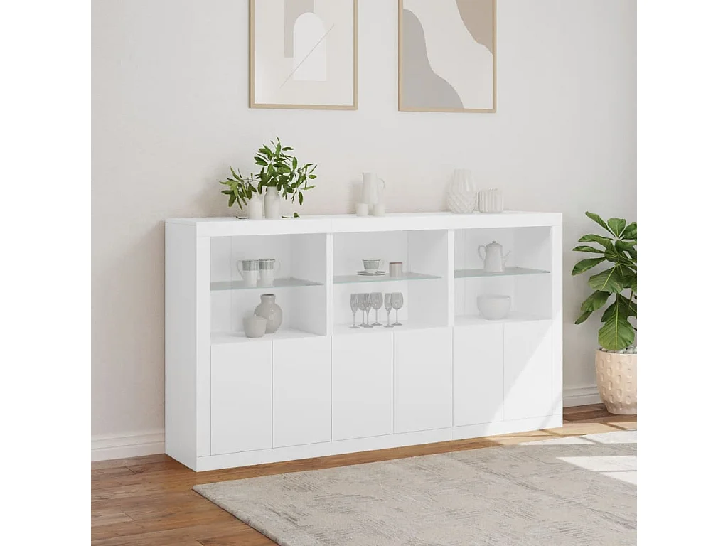 Buffet avec lumières LED blanc 181,5x37x100 cm