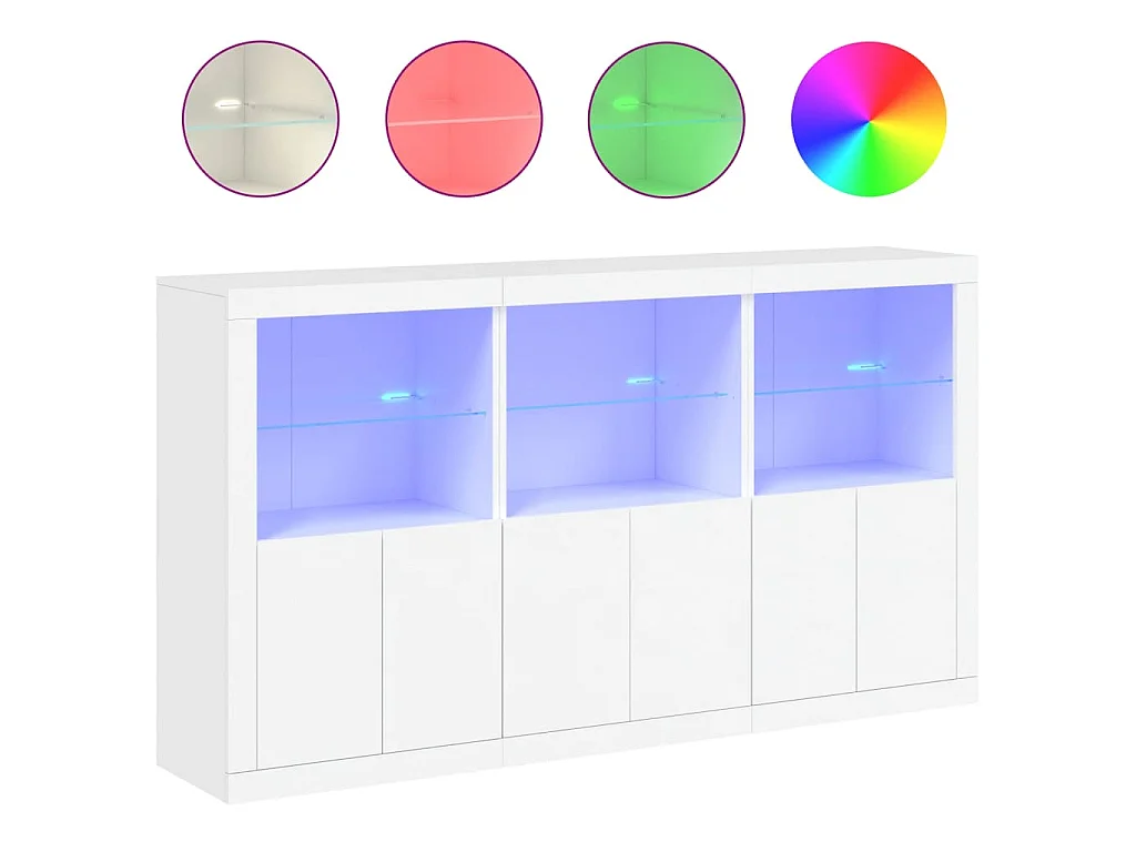 Buffet avec lumières LED blanc 181,5x37x100 cm