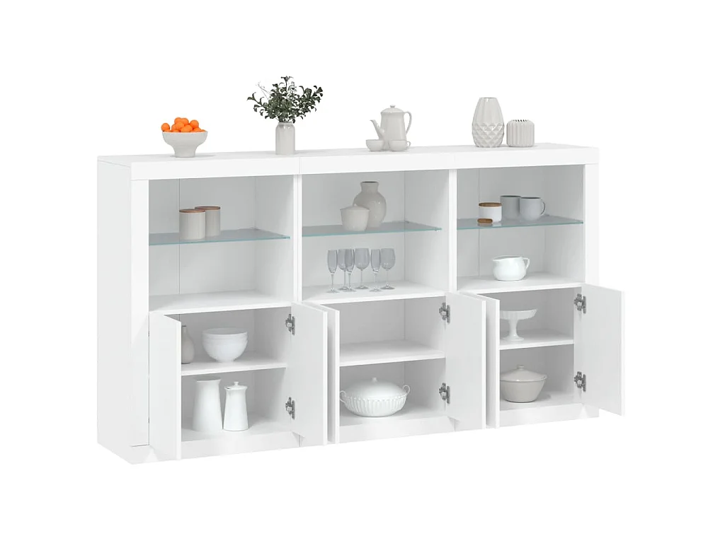 Buffet avec lumières LED blanc 181,5x37x100 cm