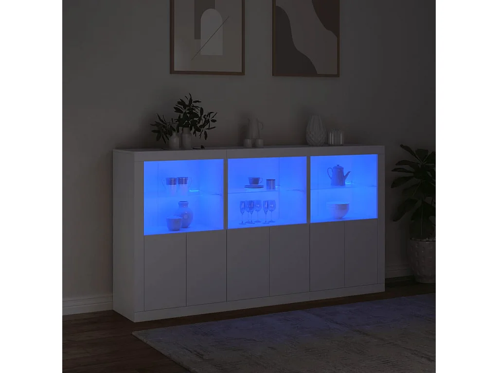 Buffet avec lumières LED blanc 181,5x37x100 cm