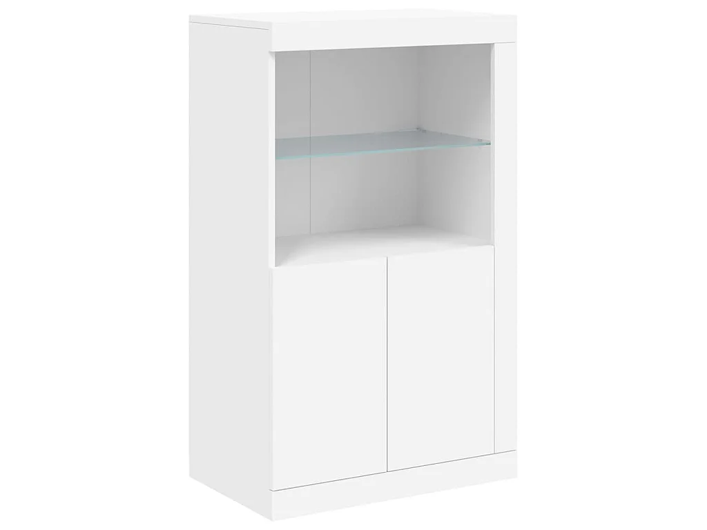 Buffet avec lumières LED blanc 181,5x37x100 cm