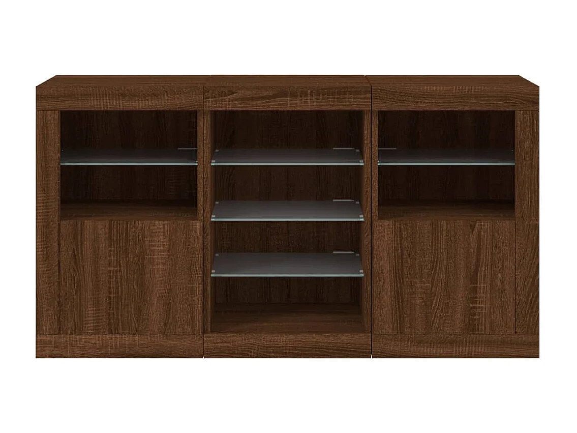 Aparador com luzes LED 123x37x67 cm carvalho castanho