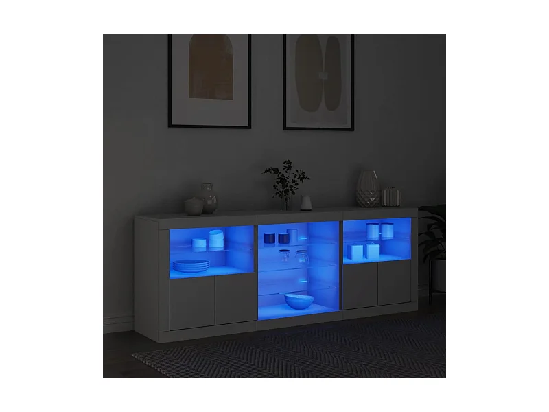 Sideboard mit LED-Leuchten Weiß 181,5x37x67 cm