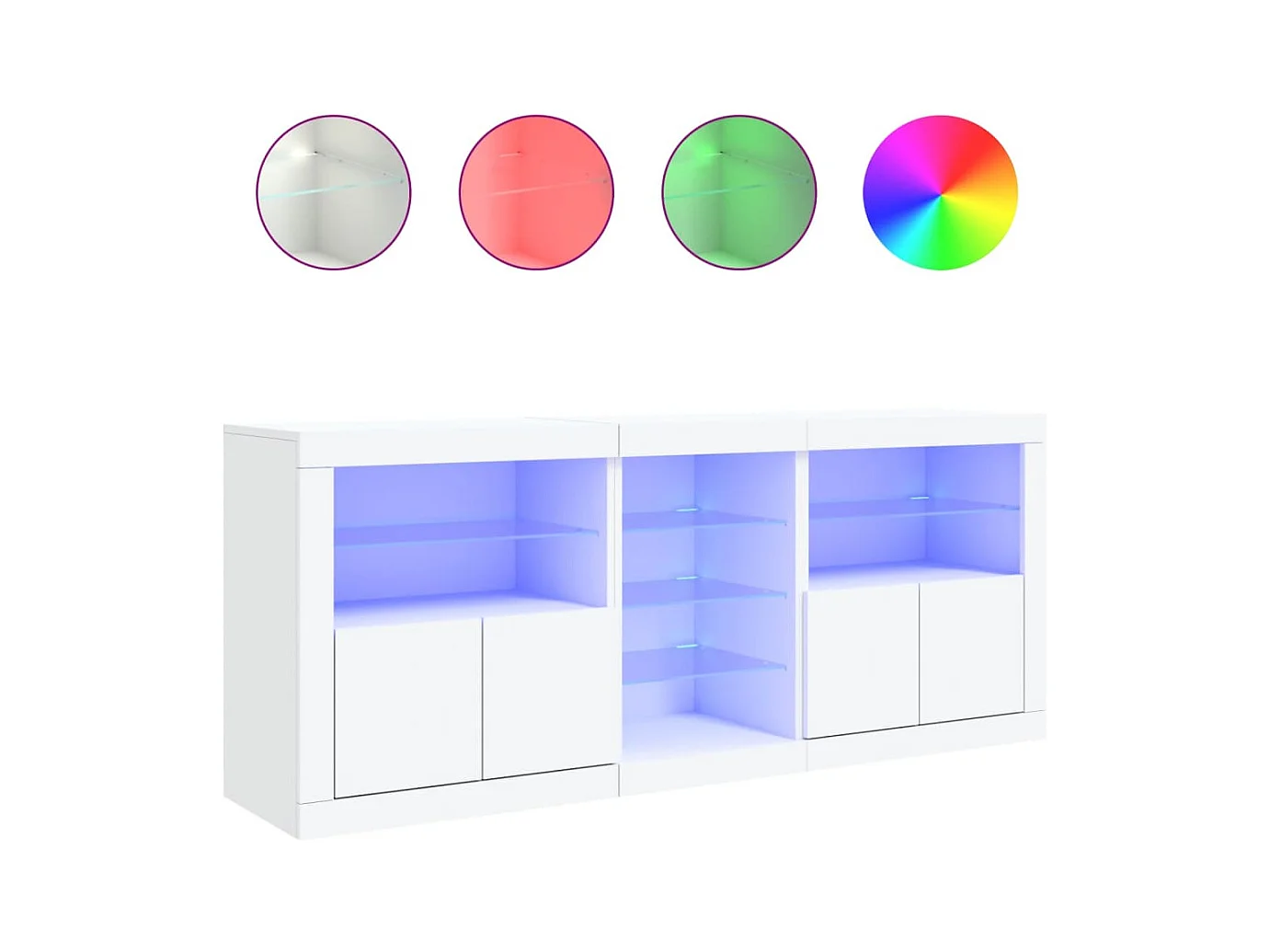 Aparador com luzes LED 181,5x37x67 cm branco