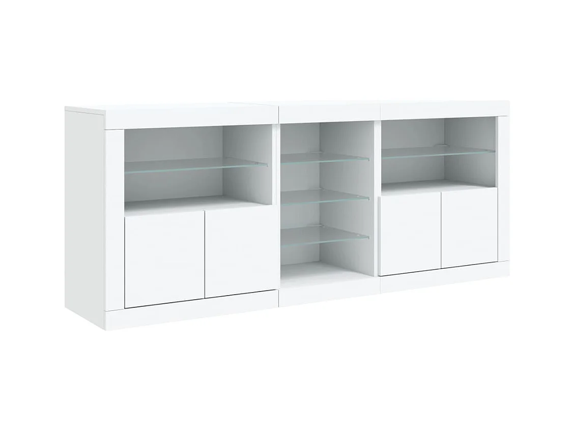 Aparador com luzes LED 181,5x37x67 cm branco
