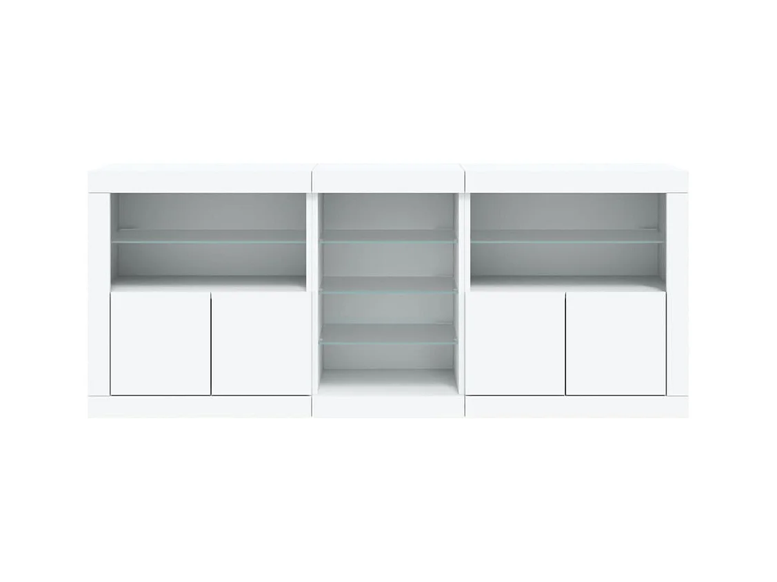 Aparador com luzes LED 181,5x37x67 cm branco