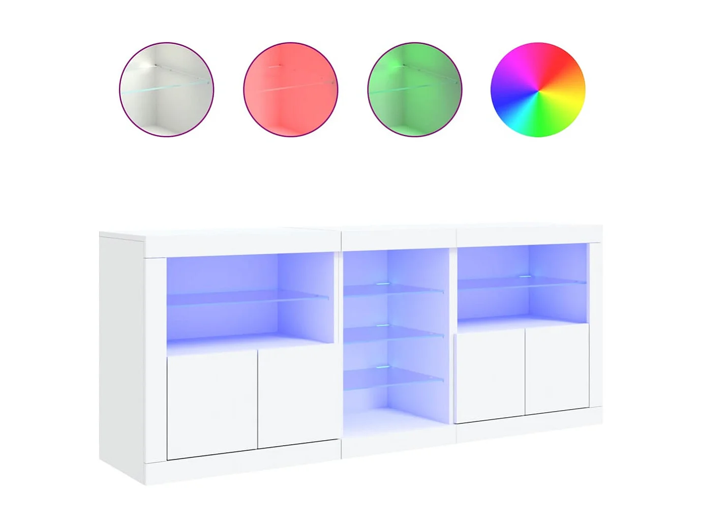 Sideboard mit LED-Leuchten Weiß 181,5x37x67 cm