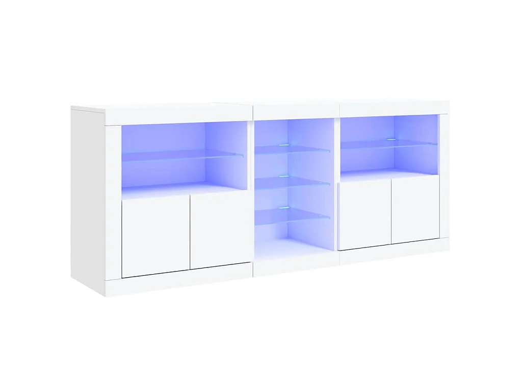 Dressoir met LED-verlichting 181,5x37x67 cm wit